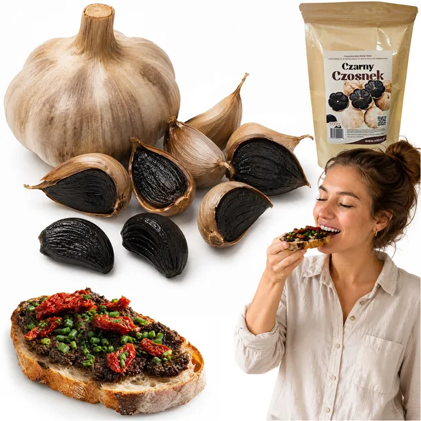Czarny Czosnek 500 g Fermentowany Główki Harnaś Bio Naturalny Polski