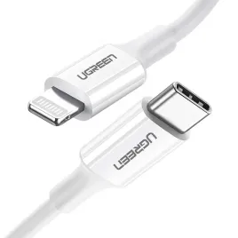 ugreen-kabel-przewod-mfi-usb-c-lightning-20w-3a-0-25-m-bialy-us171
