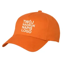 czapka-z-daszkiem-pieciopanelowa-pomaranczowa-z-twoim-nadrukiem-logo
