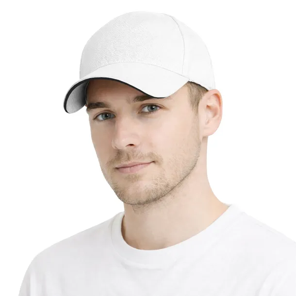 Czapka z daszkiem pięciopanelowa bawełniana unisex biała