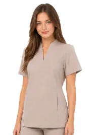 bluza-medyczna-damska-ze-stojka-bezowa-casual-premium-roz-xl