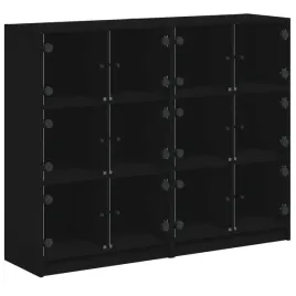 biblioteczka-z-drzwiczkami-czarna-136x37x109-cm