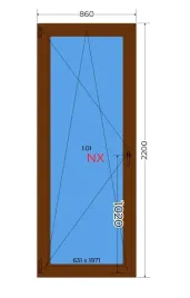 okno-balkonowe-860-x-2200mm-prawe-pcv-1stronny-orzech-86-x-220cm