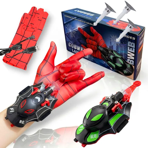 WYRZUTNIA Sieci SpiderMan z Rękawicą Pocisk z Przyssawką Zabawka dla Dzieci
