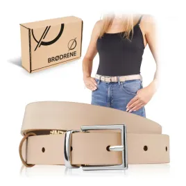 bezowy-pasek-skorzany-damski-klasyczny-brodrene-ze-srebrna-klamra-90-cm