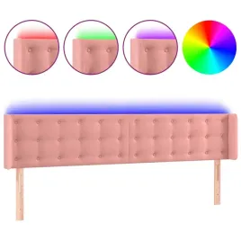 zaglowek-do-lozka-z-led-rozowy-163x16x78-88-cm-aksamit