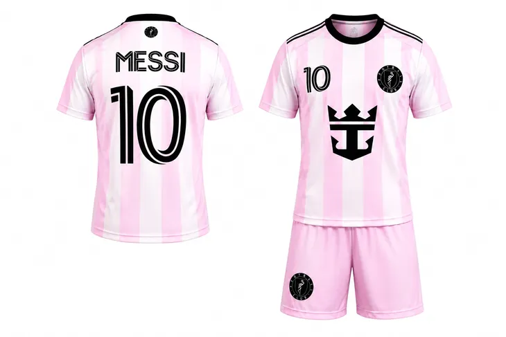 STRÓJ PIŁKARSKI - KOSZULKA SPODENKI - MESSI MIAMI rozm. 122 cm