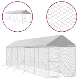 kojec-dla-psa-z-dachem-srebrny-2x10x25m-stal-galwanizowana