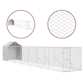 kojec-dla-psa-z-dachem-srebrny-2x14x25m-stal-galwanizowana