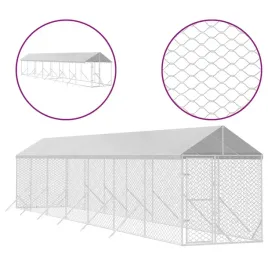 kojec-dla-psa-z-dachem-srebrny-2x14x25m-stal-galwanizowana