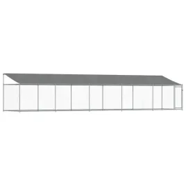 klatka-dla-psa-z-dachem-i-drzwiami-szara-10x2x2-m-stal
