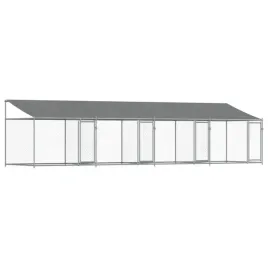 klatka-dla-psa-z-dachem-i-drzwiami-szara-8x2x2-m-stal