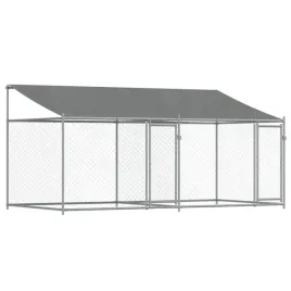 klatka-dla-psa-z-dachem-i-drzwiami-szara-4x2x2-m-stal