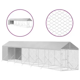 kojec-dla-psa-z-dachem-srebrny-2x14x25m-stal-galwanizowana