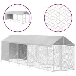 kojec-dla-psa-z-dachem-srebrny-2x10x25m-stal-galwanizowana