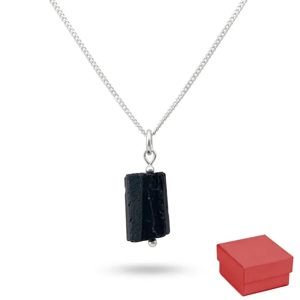 Naszyjnik srebrny 925 CZARNY TURMALIN kamień naturalny ochrona amulet