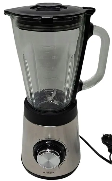 Blender Kielichowy Stojący Ambiano 600W 1,5L Szklany Kielich Stal Nierdzewn