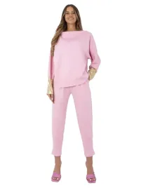 bluza-damska-ze-zlotymi-wstawkami-spodnie-gladkie-wysoki-stan-komplet