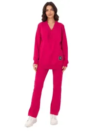 bluza-z-dekoltem-w-serek-spodnie-damskie-komplet-bawelniany