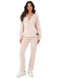 bluza-z-dekoltem-w-serek-spodnie-damskie-komplet-bawelniany