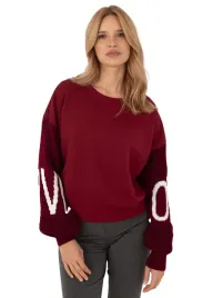 bluza-damska-wygodna-gladka-z-napisem-na-rekawie