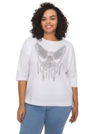 bluza-damska-plus-size-bawelniana-z-aplikacja-rekaw-3-4