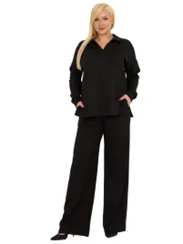 prazkowany-komplet-bluzka-spodnie-plus-size