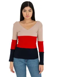prazkowana-bluzka-damska-dopasowana-w-serek-l-xl
