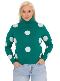 dzianinowy-sweter-plus-size-damski-golf-z-nadrukiem-w-grochy