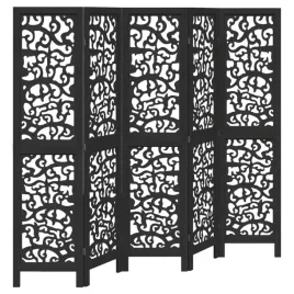 parawan-pokojowy-5-panelowy-czarny-lite-drewno-paulowni
