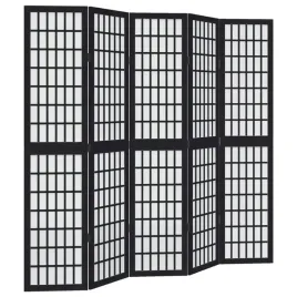 parawan-pokojowy-5-panelowy-czarny-lite-drewno-paulowni