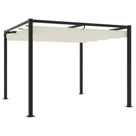 altana-ogrodowa-ze-zwijanym-dachem-kremowa-3x3-m-stalowa