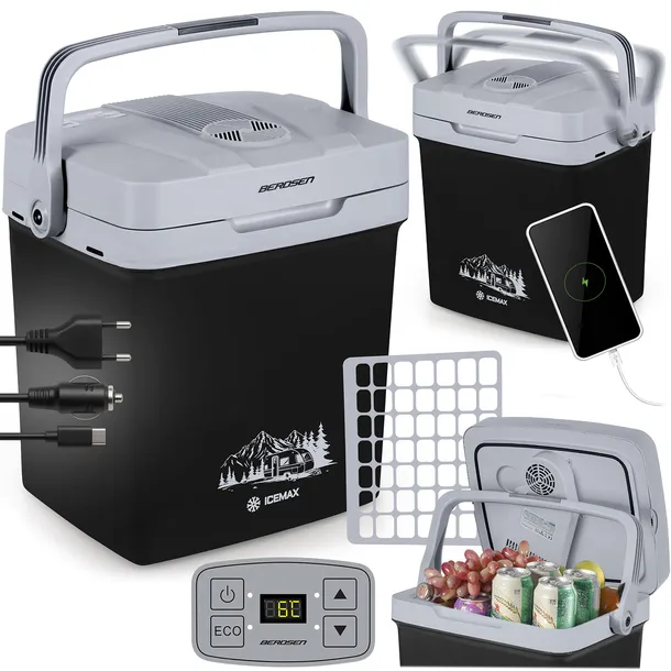 LODÓWKA TURYSTYCZNA SAMOCHODOWA 12V/230V USB FUNKCJA GRZANIA 26L