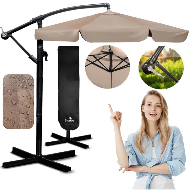 PARASOL OGRODOWY DUŻY SKŁADANY Z WYSIĘGNIKIEM FALBANĄ SOLIDNY Ø 350 CM
