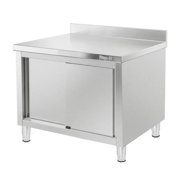 Stół ze stali nierdzewnej przyścienny z szafką Mega-M S-100 cm G-60 cm H-85