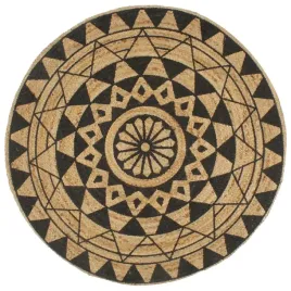 recznie-wykonany-dywanik-juta-czarny-nadruk-90-cm