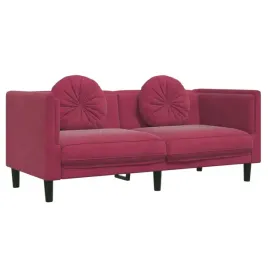 sofa-z-poduszkami-2-osobowa-czerwone-wino-aksamitna