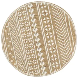 recznie-wykonany-dywanik-juta-bialy-nadruk-150-cm