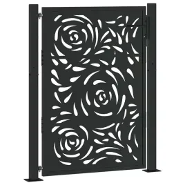 brama-ogrodowa-czarna-105x130-cm-stalowy-wzor-pl