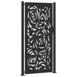 brama-ogrodowa-czarna-105x205-cm-stalowy-wzor-pl