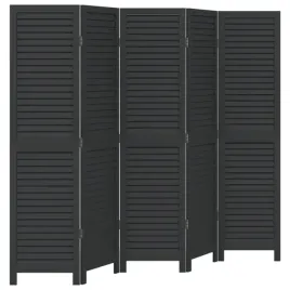 parawan-pokojowy-5-panelowy-czarny-lite-drewno