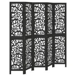 parawan-pokojowy-5-panelowy-czarny-lite-drewno