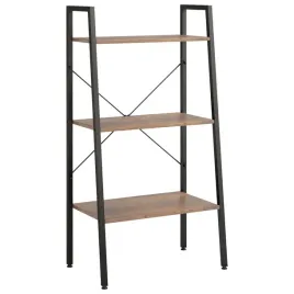 regal-drabina-z-3-polkami-ciemnobrazowo-czarny-56x35x108-cm