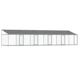 klatka-dla-psa-z-dachem-i-drzwiami-szara-10x2x2-m-stal
