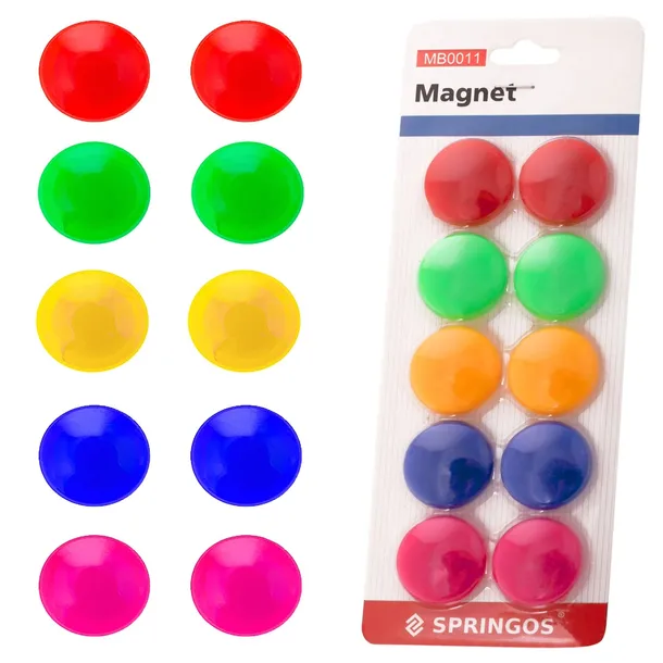 KOLOROWE MAGNESY DO TABLICY OKRĄGŁE MOCNE BIUROWE NA LODÓWKĘ 10 SZT 30MM