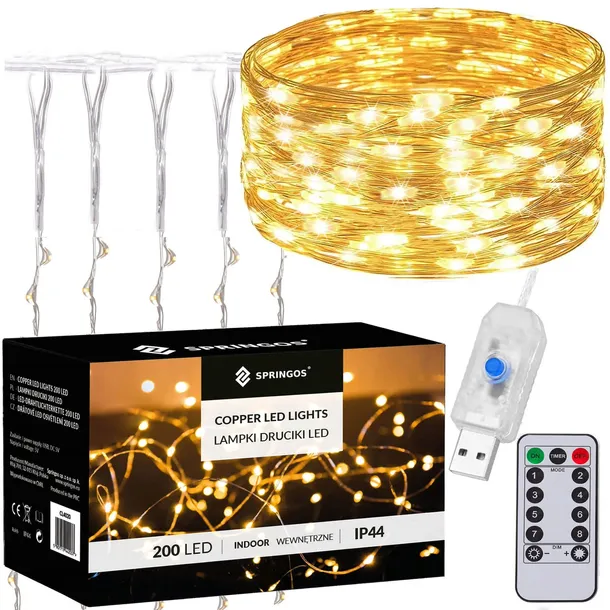 KURTYNA ŚWIETLNA 200 LED Girlanda Lampki 3x2 m USB druciki Sople + pilot
