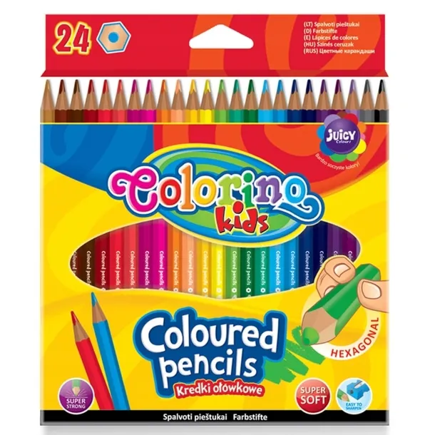 COLORINO KREDKI OŁÓWKOWE 24 KOLORÓW HEKSAGONALNE