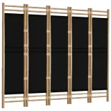 skladany-parawan-5-panelowy-200-cm-bambus-i-plotno-liczba-skrzydel-5