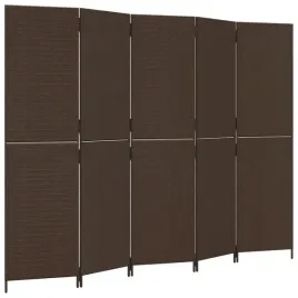 parawan-5-panelowy-brazowy-polirattan