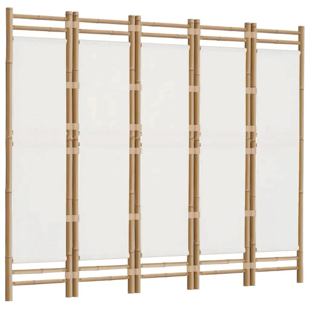 skladany-parawan-5-panelowy-200-cm-bambus-i-plotno-stan-nowy
